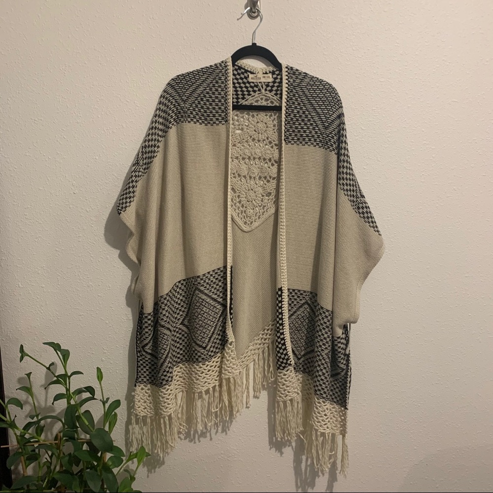 Hollister Crochet Fringe Boho Poncho